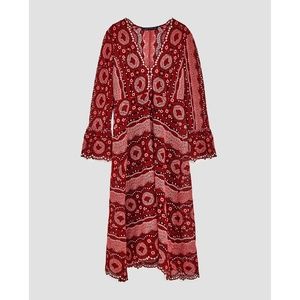 Zara Woman Crochet Midi Dress NWOT